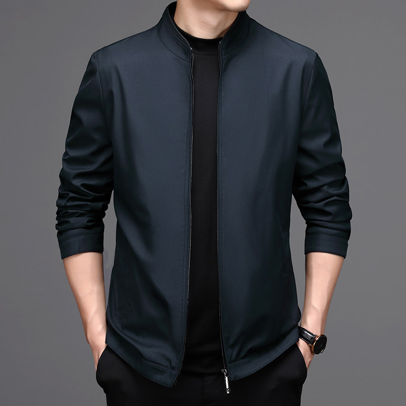 Men's high-end brand jacket 2022 Spring and autumn new collar business casual with laced dad men's clothing jacket