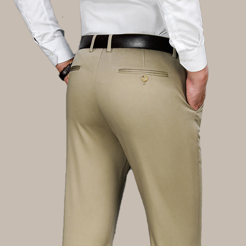 Men's pants summer thin section 2022 new trousers middle-aged business casual pants straight loose ice silk long pants