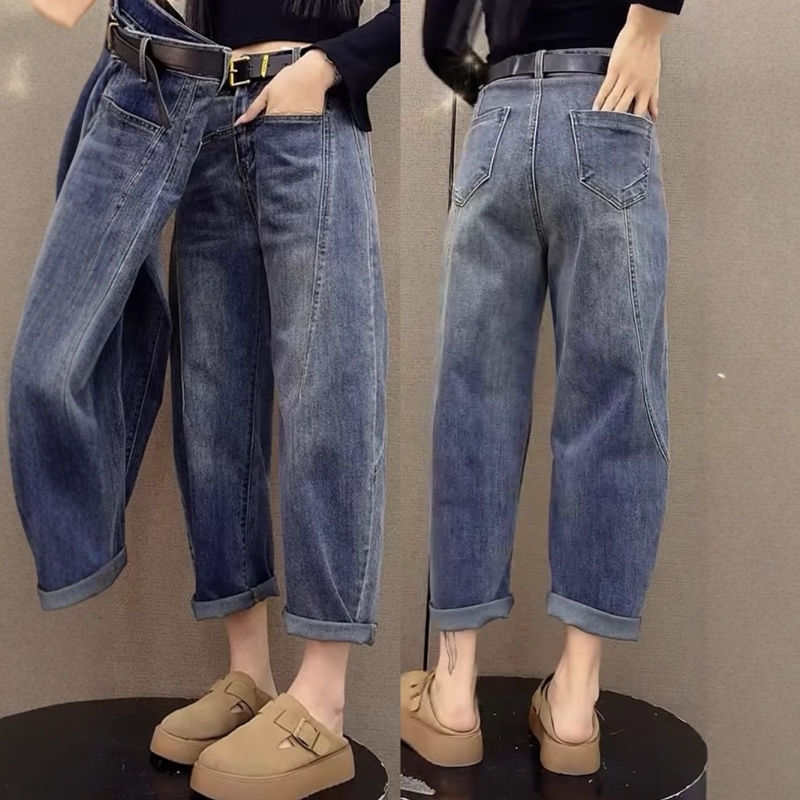 洋ナシ型の体型、秋のホットスタイル、ハーレムパパジーンズ、レディース、大きいサイズ、ファットmm、小さいサイズ、スリミング、テーパード、キャロットパンツ