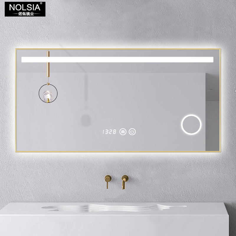 Smart Bathroom Mirror Makeup Room Mirror Sticker Wall Hung With Light Border Anti-Fog Mirror Bathroom Makeup Mirror