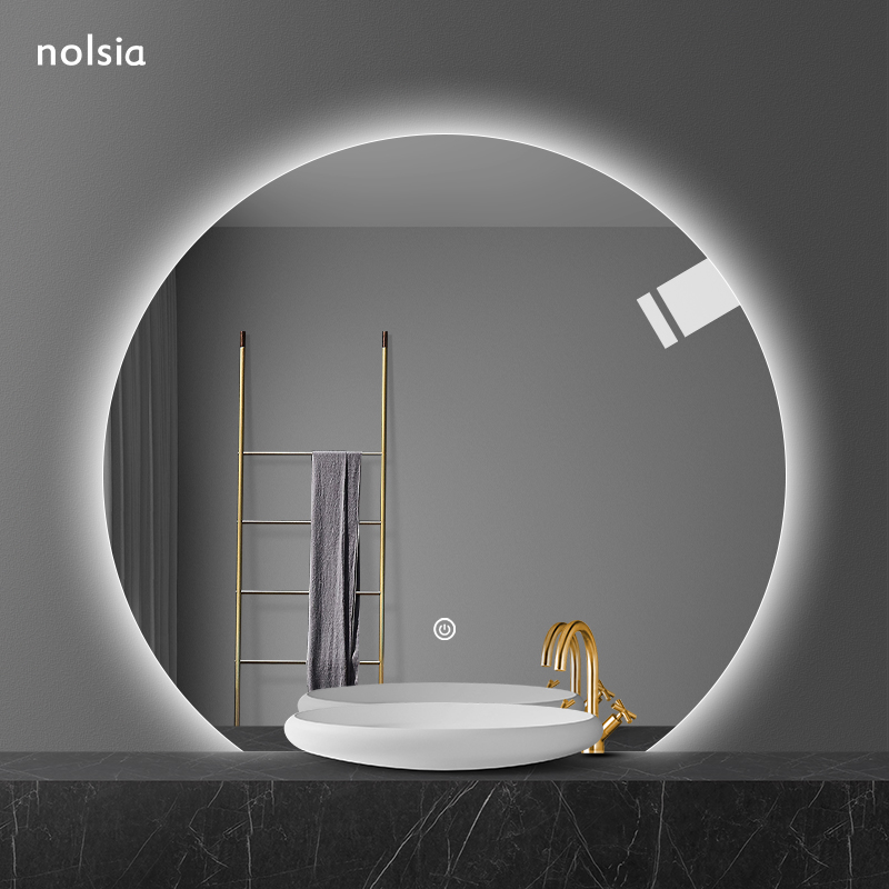 Light luxury shaped human body induction smart bathroom mirror LED luminous wall-mounted makeup mirror Powder room anti-fog makeup mirror