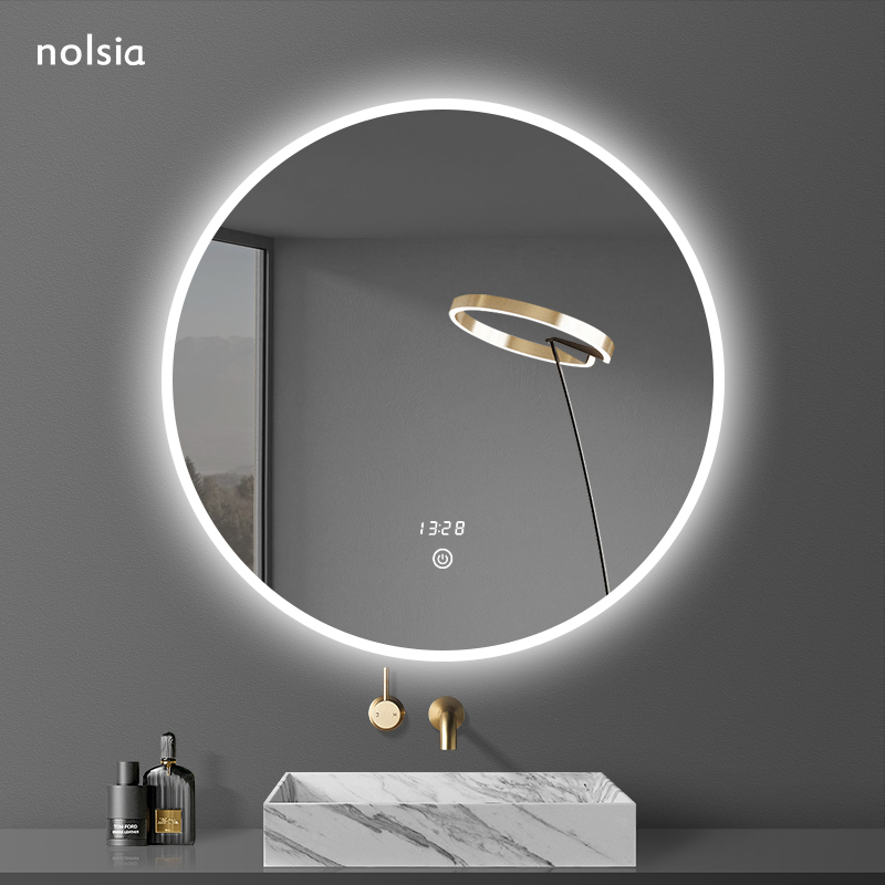 LED light mirror Bathroom mirror Wall-mounted mirror with light makeup mirror Bathroom mirror Round bathroom mirror Smart mirror Round mirror