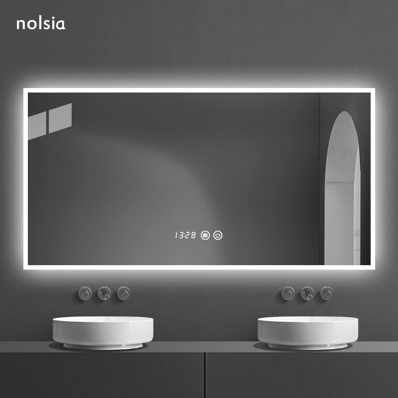 Powder room mirror Light luxury bathroom mirror Anti-fog mirror LED intelligent luminous mirror Bluetooth music wall-mounted bathroom mirror