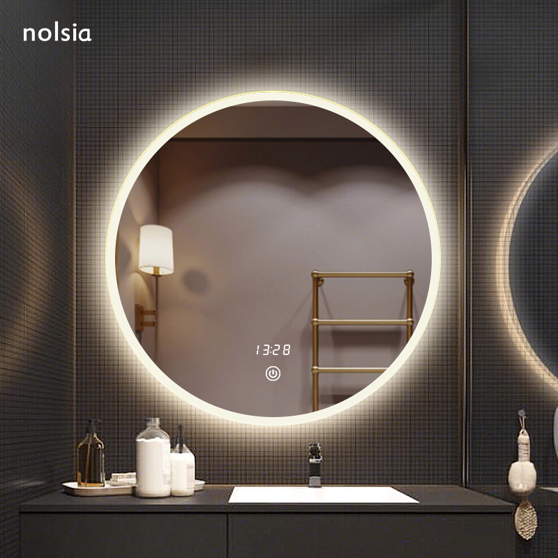 Endless Dimming Intelligent Bathroom Mirror with lamp Touch Screen Makeup Room Washroom Makeup Desk Makeup Wall-mounted Round Mirror