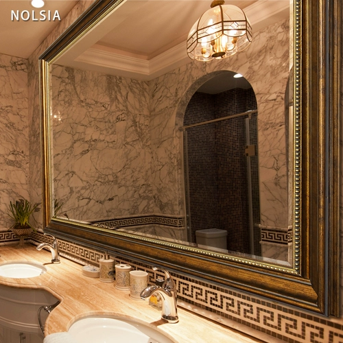 Американское зеркало в ванной комнате висящая стена ретро -старый европейский стиль в ванной комнате