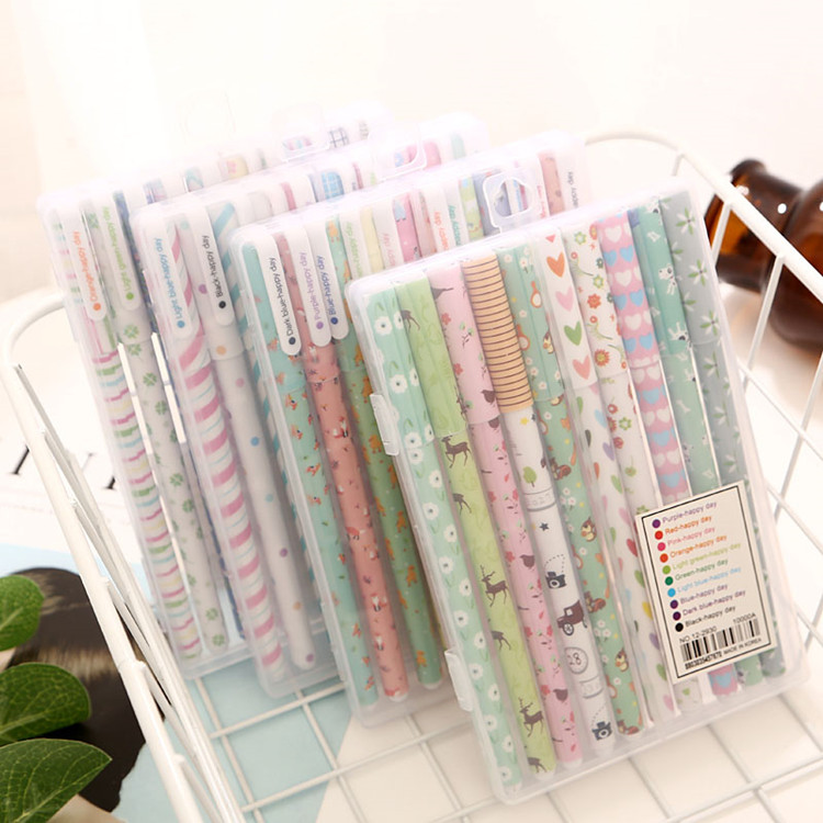 Small frescoed cute Chinese Pen Creative Stationery Color Signature Water-based Pen Student Supplies Wholesale 10 Suits
