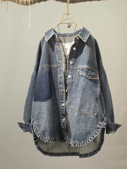 2025春装新款高品质宽松韩范牛仔外套大版洋气全棉牛仔风衣开衫潮