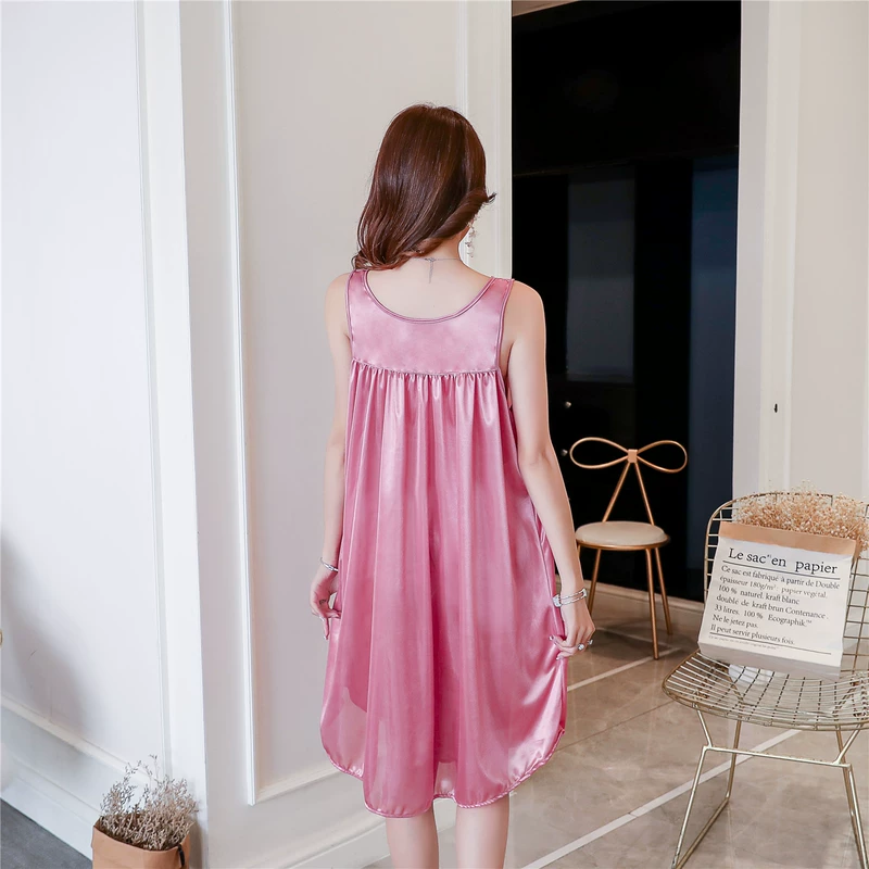 Plus fat plus size sling silk nightdress nữ mập MM180 jin Xia Sao mỏng lụa béo chị gái đồ ngủ lỏng lẻo 200 - Đêm đầm