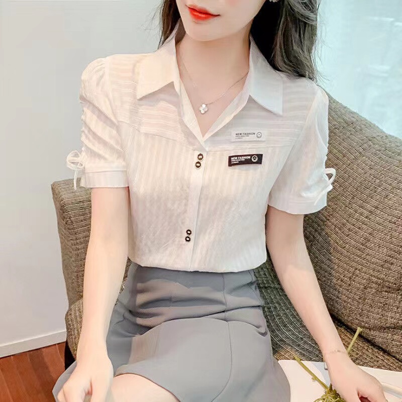 Summer Thin Short-Sleeved White Chiffon Shirt for Women 2026 New Trendy Top Fashionable Elegant Ladies' Blouse Summer Thin Short-Sleeved White Chiffon Shirt for Women 2026 New Trendy Top Fashionable Elegant Ladies' Blouse