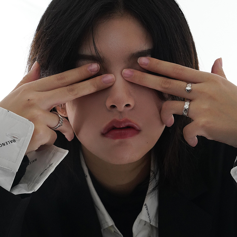 SUMIYAKI New Personality S-shaped Ring Original Design Sense Visual Cold Wind Double-ring Ring Cool