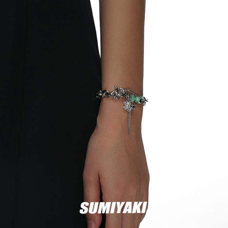 SUMIYAKI original natural Pixiu ruler jade hand chisel Sierra national style jade jewelry ins niche design advanced