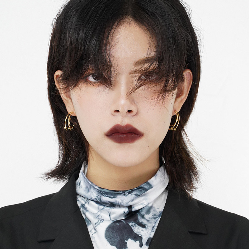 SUMIYAKI earrings women's 2022 new trendy anti-allergic circle earrings niche design high-end earrings cool