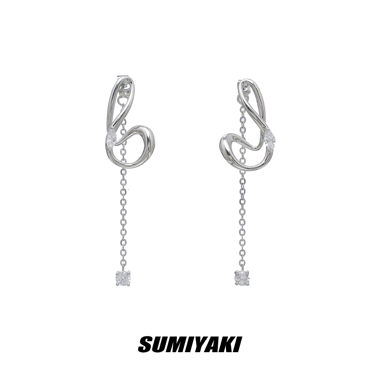 SUMIYAKI Original Twist Inlaid Drilling Flow Su Earrings Small Crowddesign Sensation Light Extravagant to the new wave 2022
