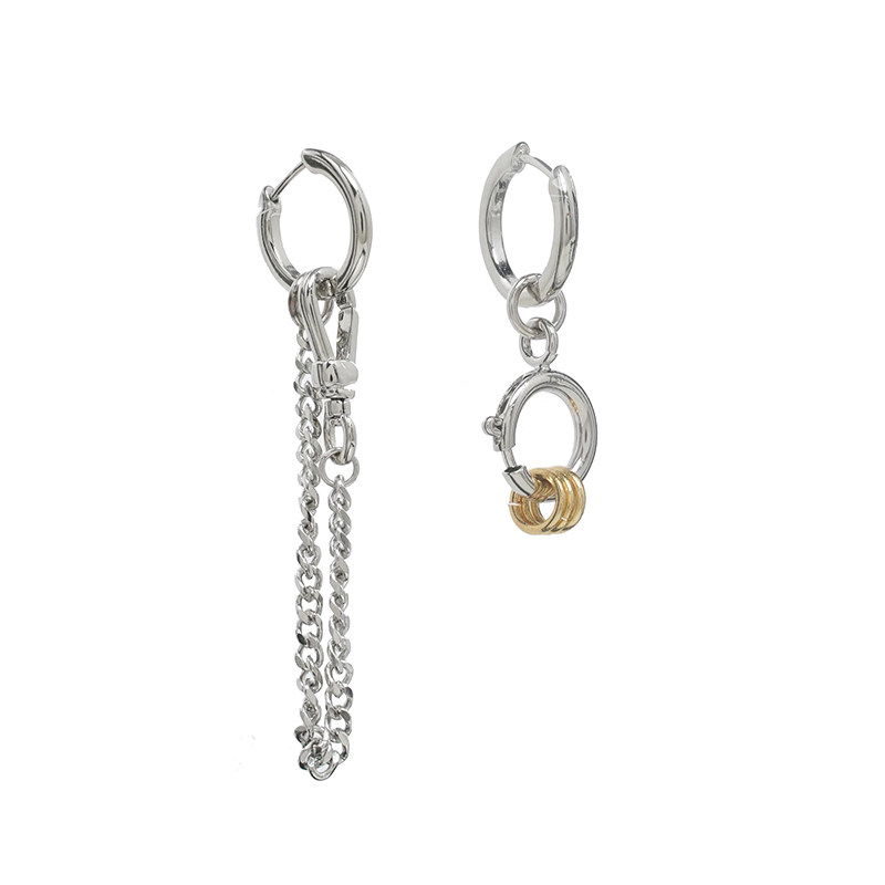 SUMIYAKI New Asymmetric Double-Closed Chain Earring Female Coloring Premium Summer Headdeck