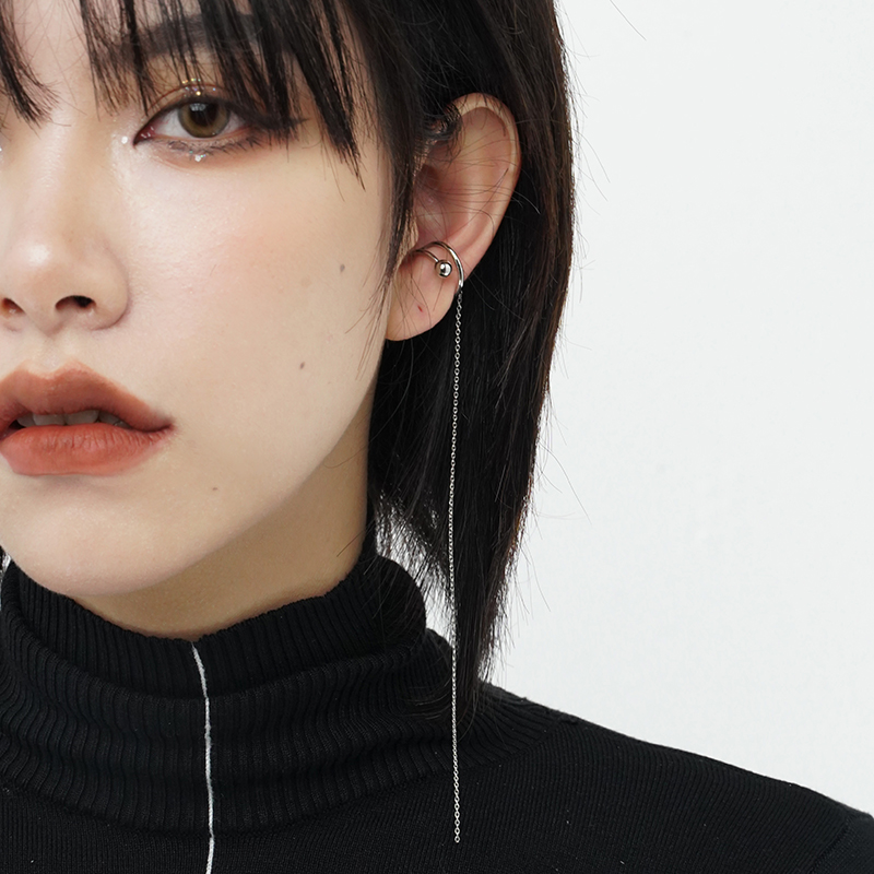 SUMIYAKI long earhook without ear piercing women's new fashion niche design sense high-grade ear clip tassel ear bone clip cool