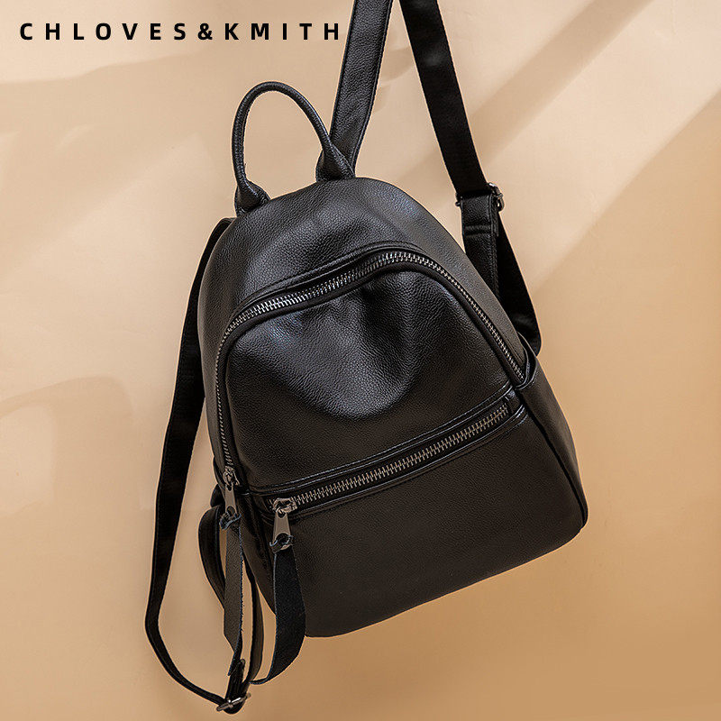 CHLOVESKMITH cowhide backpack women's 2023 new leather large-capacity all-match casual travel bag trend