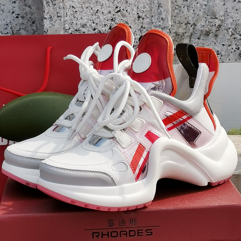 Fashion Daddy Shoes Network Red Pine Cream in Tide Bow Skies thick soles increase hundreds of comfortable casual shoes