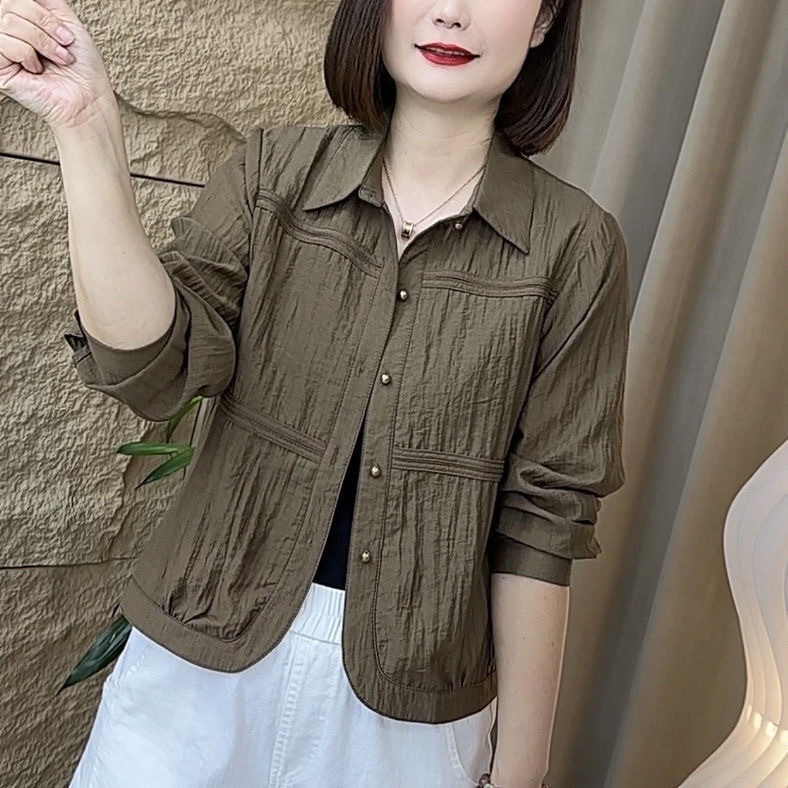 Long-Sleeved Shirt for Women, Spring and Autumn 2026, Stylish and Casual, New Loose Fit, Slimming, Mom's Shirt, Age-Reducing, Versatile, Youthful Long-Sleeved Shirt for Women, Spring and Autumn 2026, Stylish and Casual, New Loose Fit, Slimming, Mom's Shirt, Age-Reducing, Versatile, Youthful