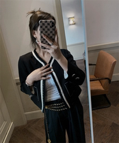 Color knitting small flake short coat woman 2022 new French style fame short coat short coat