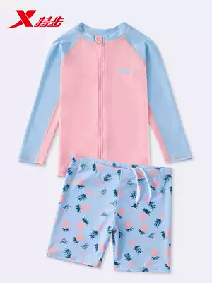 Special step children's swimsuit girl two-piece long sleeve swimsuit summer 2021 new middle school girl warm swimsuit