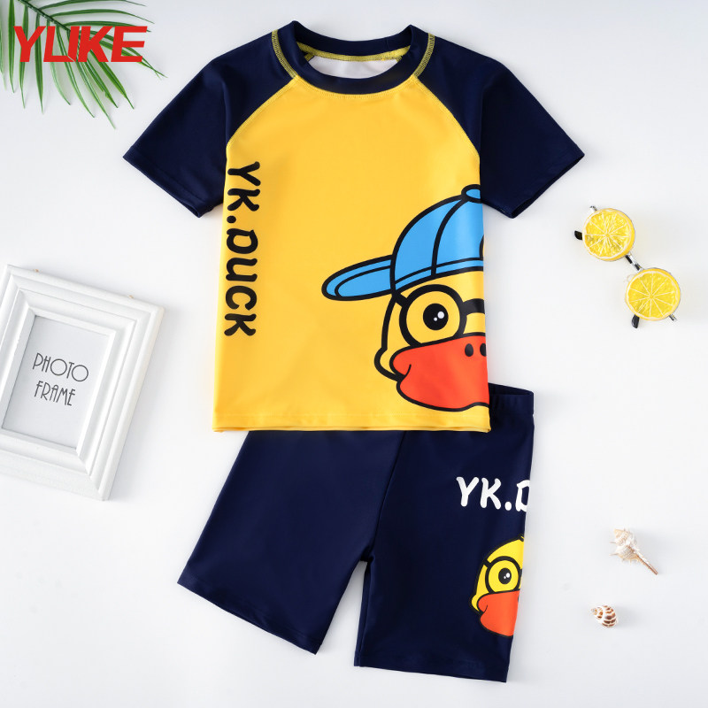 Children's swimsuit boys middle-aged children's baby swimming trunks two-piece suit 2021 new Western style hot spring swimsuit