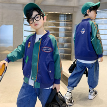 Boys jacket spring clothing 2022 new western style childrens middle and big childrens baseball uniform top childrens clothing spring and autumn tide brand sports
