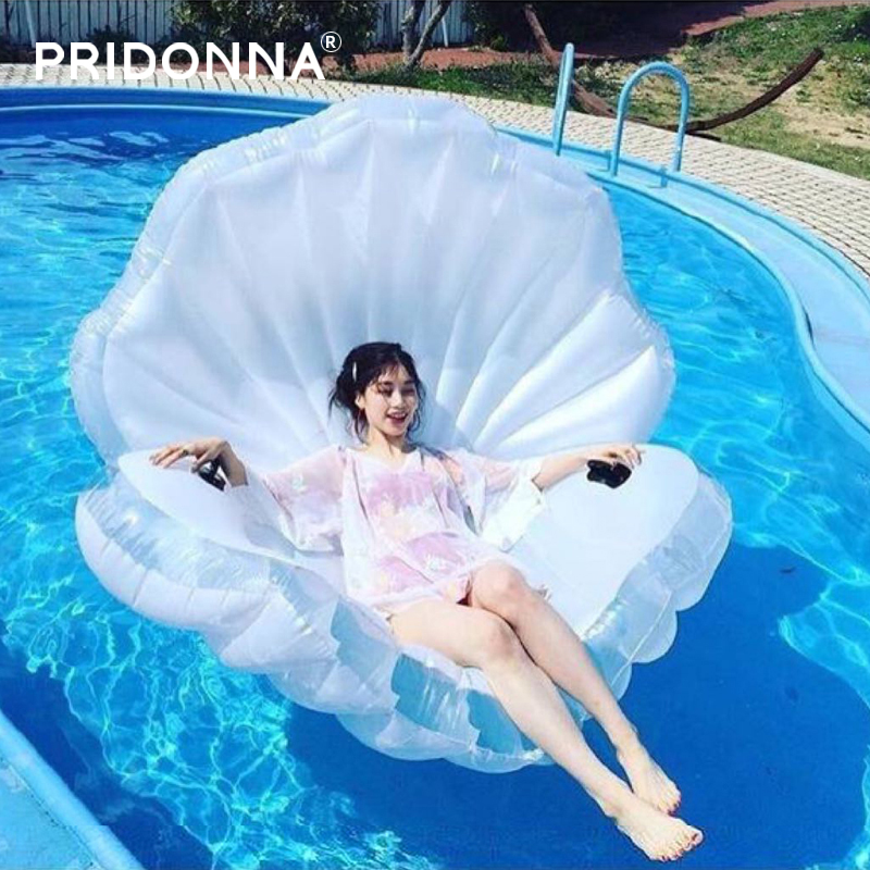 Send electric inflatable pearl fairy shell clam shell swimming floating bed air cushion water floating supplies Photography props