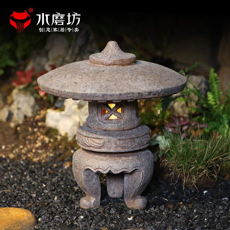 Stone Lanterns, Antique-Style Chinese Solar Outdoor Lights, Japanese-Style Garden Lights, Villa Garden Landscape Lights, Decorative Ornaments