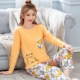 Bộ đồ ngủ nữ mùa xuân và mùa thu cotton dài tay phần mỏng phiên bản Hàn Quốc của các sinh viên cỡ lớn rơi ra ngoài mặc mùa đông phục vụ tại nhà
