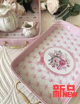 European-style tea tray with great beauty retro golden handle tray rectangular tea cup tray photo prop tray
