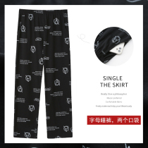 Air Conditioning Sleeping Pants Lady Summer Pure Cotton Long Pants Slim EASY OUTSIDE WEARING BLACK FULL COTTON SPRING AUTUMN SINGLE PIECE HOME PANTS