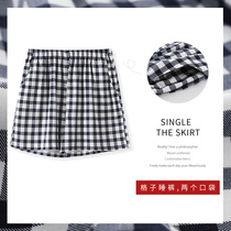 Grid Sleeping Pants Female Summer Shorts Slim pure cotton Japanese Department extras big code loose black and white single piece air conditioning home pants