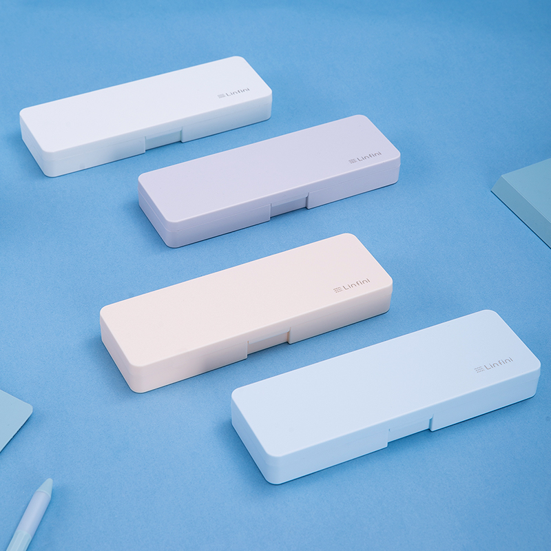Strong simple color student stationery box plastic small pencil box PP material middle school pencil box exam small pencil box