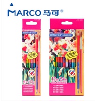 Marco bicolor water soluble colored pencil triangle bicolor pencil 12 24 color water soluble color lead easy to color pen