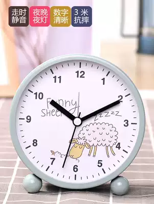 Cute creative children students with alarm clock bedroom bedside mute luminous lazy cartoon simple metal alarm clock
