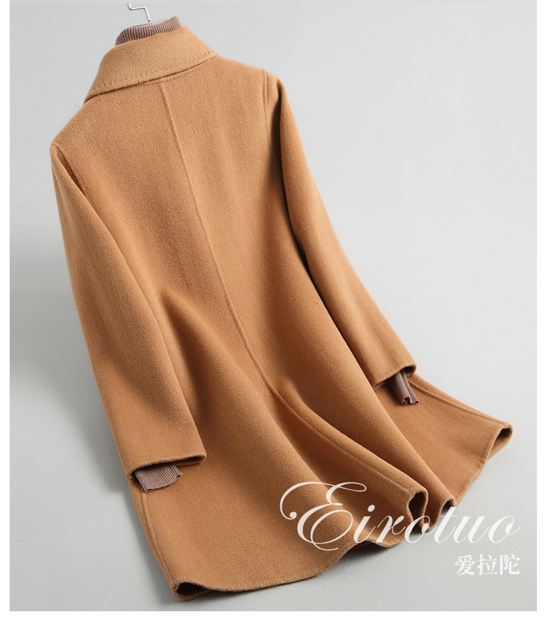 2019 áo khoác len màu đỏ mới cho nữ áo dài búp bê Hepburn hai mặt không quần áo cashmere - Trung bình và dài Coat áo khoác vest nữ