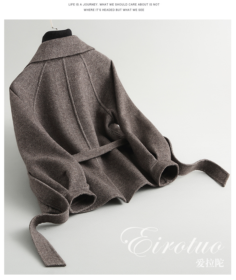 Áo chống rét mùa thu và mùa đông Áo len hai mặt Phiên bản Hàn Quốc áo len nữ Hepburn gió zero cashmere - Áo Hàn Quốc áo dạ lông cừu nữ đẹp