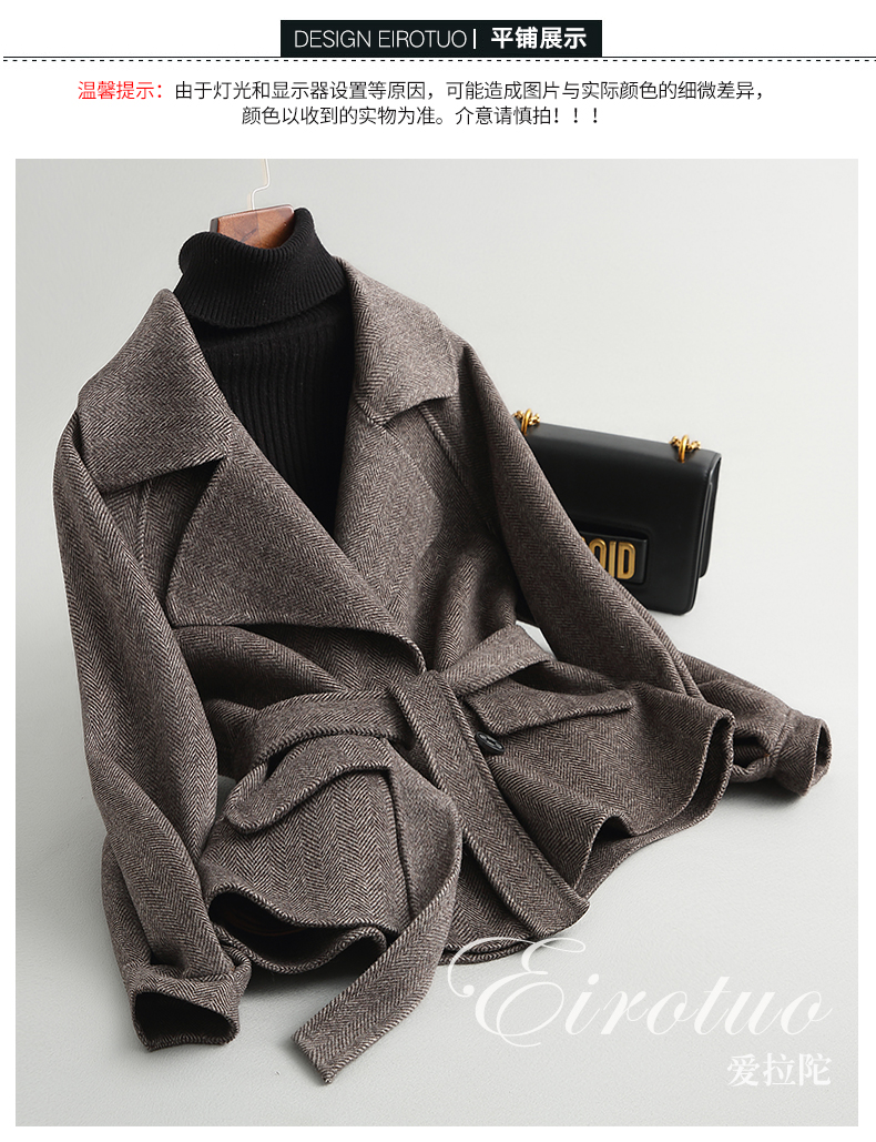 Áo chống rét mùa thu và mùa đông Áo len hai mặt Phiên bản Hàn Quốc áo len nữ Hepburn gió zero cashmere - Áo Hàn Quốc áo dạ lông cừu nữ đẹp