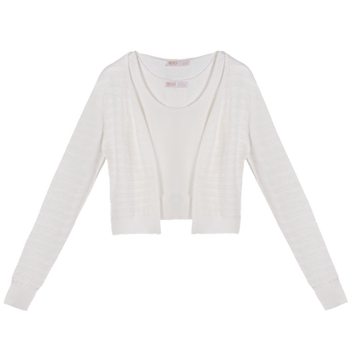 Stubborn spring new solid color sleeveless vest + long sleeve knitted cardigan women's set 10831tz07951