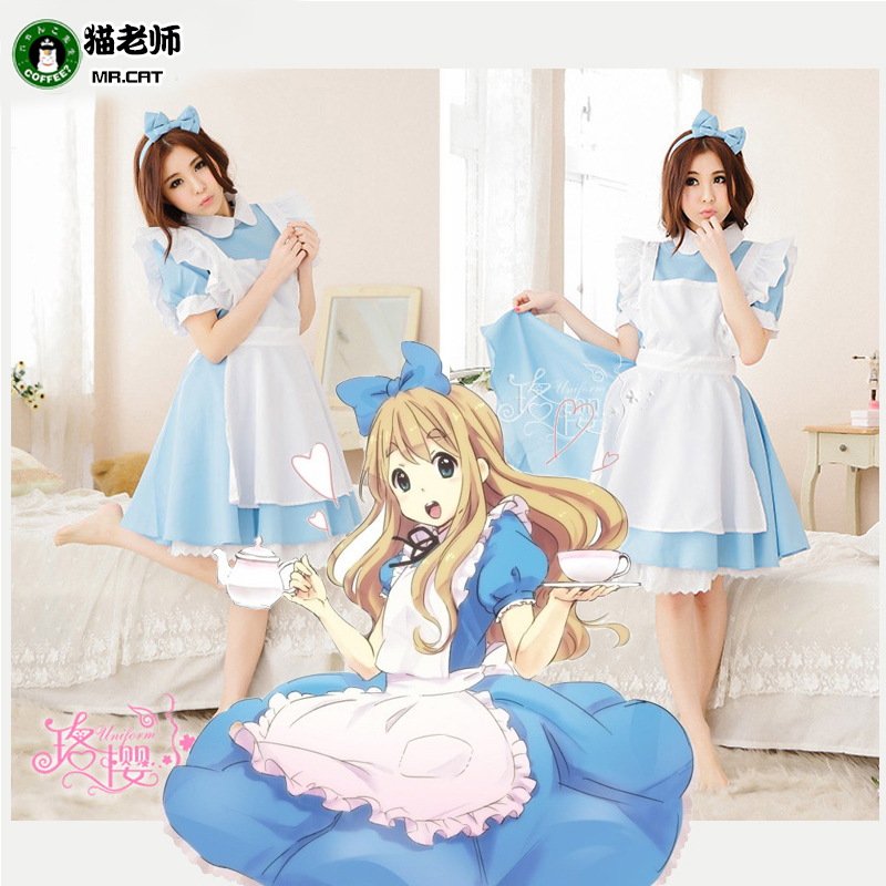 Cat teacher Alice in Wonderland COS clothes cosplay Maid Dress Sky Blue Maid Dress Black Red