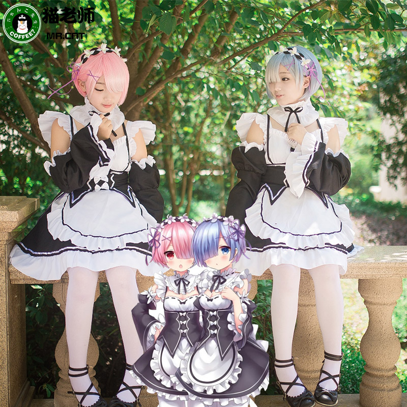 Cat teacher Ram Rem Rem COS costume full set from scratch different world life cosplay maid