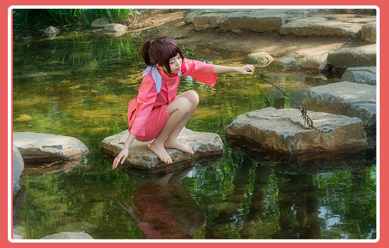 Cô giáo mèo Xiao Qian và Chihiro COS toàn bộ trang phục cosplay hầu gái hoang dã Chihiro kimono retro Nhật Bản nami cosplay