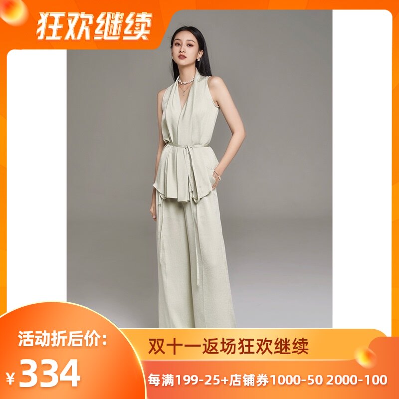 AS midsummer heavy streamer texture elegant sexy V-neck vest sleeveless shirt women 2021 new summer