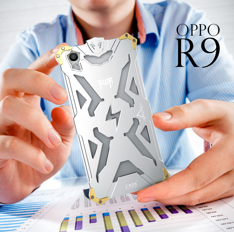 SIMON THOR Aviation Aluminum Alloy Shockproof Armor Metal Case Cover for OPPO R9 Plus & OPPO R9