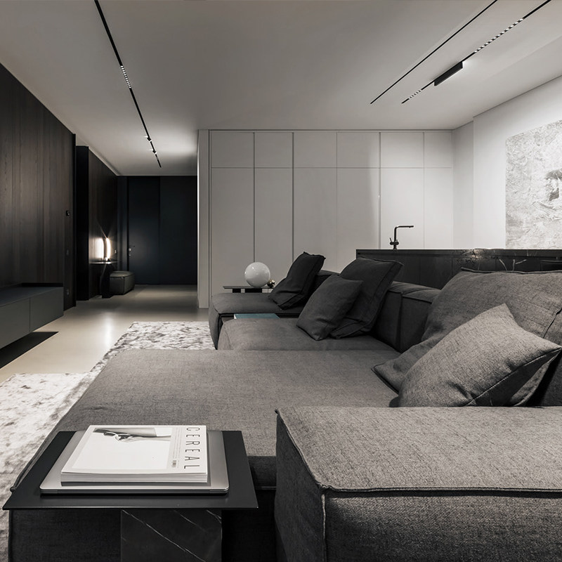 Magnetic track light embedded borderless hotel villa intelligent pre-buried guide rail exhibition hall living room without main light wide version