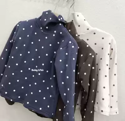 Korean children's clothing autumn and winter Children base shirt boys and girls plus velvet padded bottom clothes baby high collar inner top