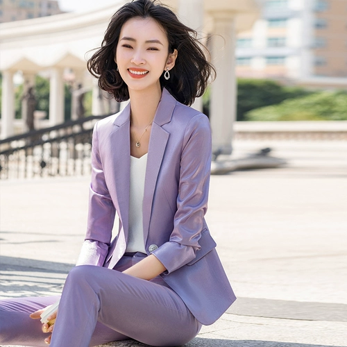 Сиреневый комплект, костюм для отеля для работы, в корейском стиле