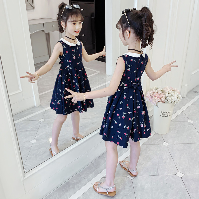 Girl Ocean Dress Summer Dress 2022 New Foreign Pie Korean Version Online Red Boy Dress CUHK Boy Doll Collar Pure Cotton Skirt