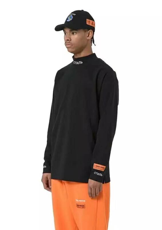 Heron预Ulson Hp Collar Embroidered Bottoming Long-Sleeved Tee T-Shirt for Men and Women