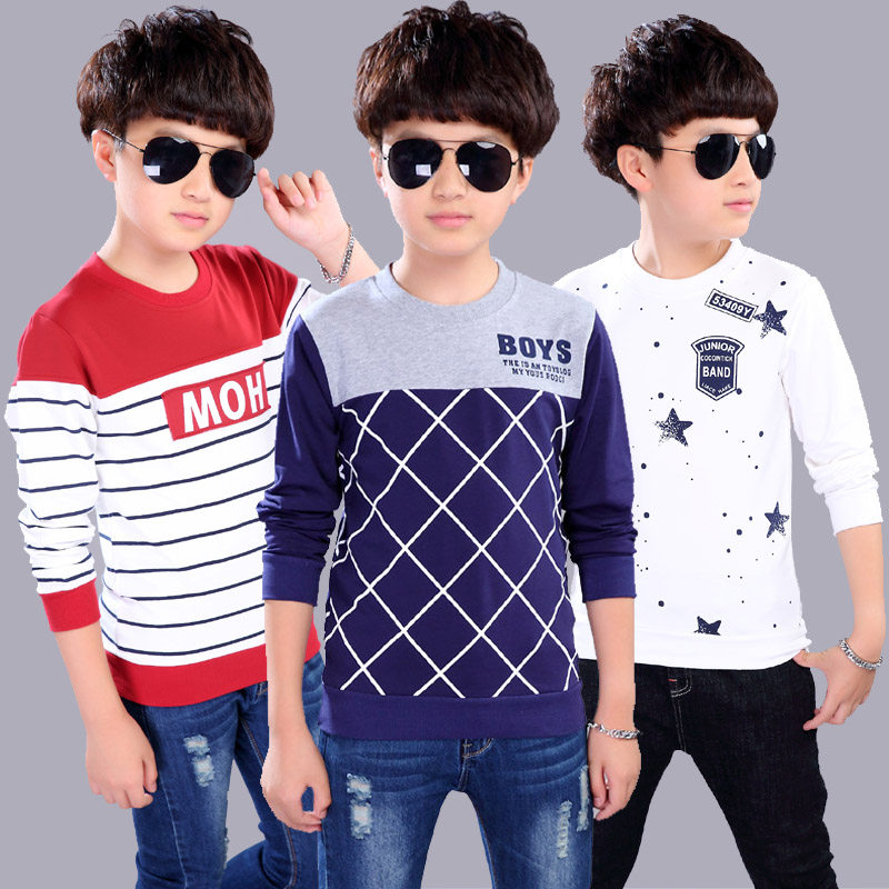 Boys sweater spring new bottoming shirts children's casual tops cotton pullovers middle-aged children's autumn long-sleeved T-shirts 8